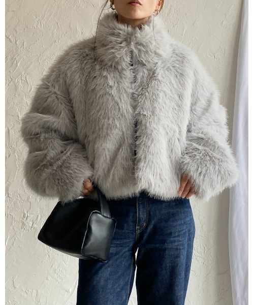 【セール】スタンドネックショート丈ダブルジップフェイクファージャケットコート（ブルゾン）｜She's Closet（シーズクローゼット）