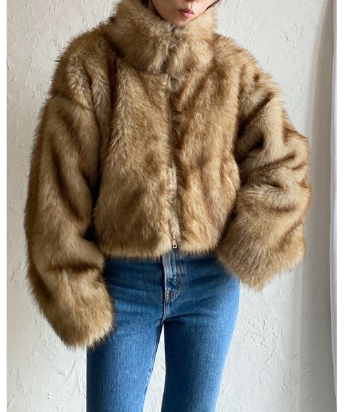 【セール】スタンドネックショート丈ダブルジップフェイクファージャケットコート（ブルゾン）｜She's Closet（シーズクローゼット）