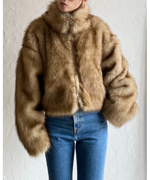 【セール】スタンドネックショート丈ダブルジップフェイクファージャケットコート（ブルゾン）｜She's Closet（シーズクローゼット）