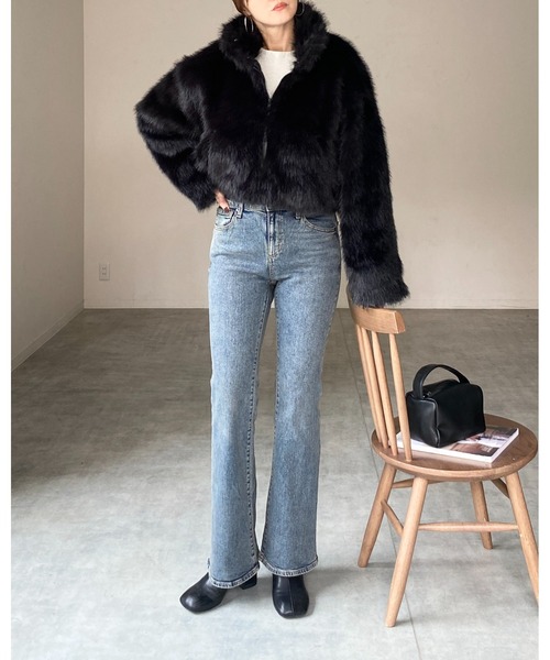 【セール】スタンドネックショート丈ダブルジップフェイクファージャケットコート（ブルゾン）｜She's Closet（シーズクローゼット）