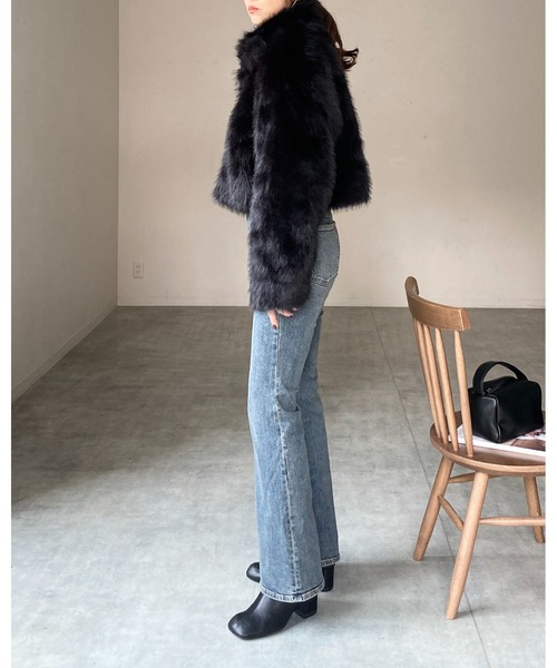 【セール】スタンドネックショート丈ダブルジップフェイクファージャケットコート（ブルゾン）｜She's Closet（シーズクローゼット）