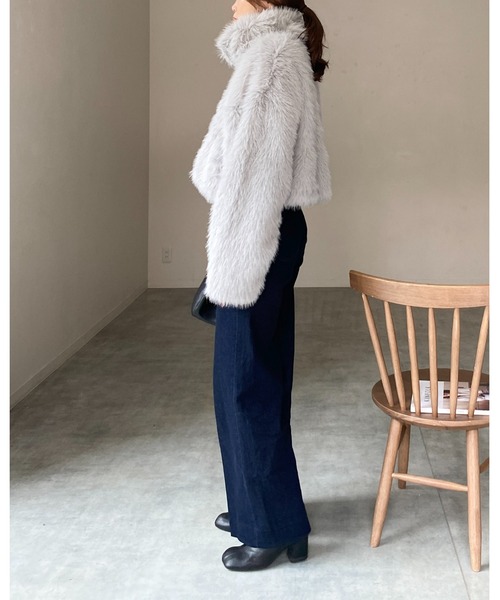 【セール】スタンドネックショート丈ダブルジップフェイクファージャケットコート（ブルゾン）｜She's Closet（シーズクローゼット）