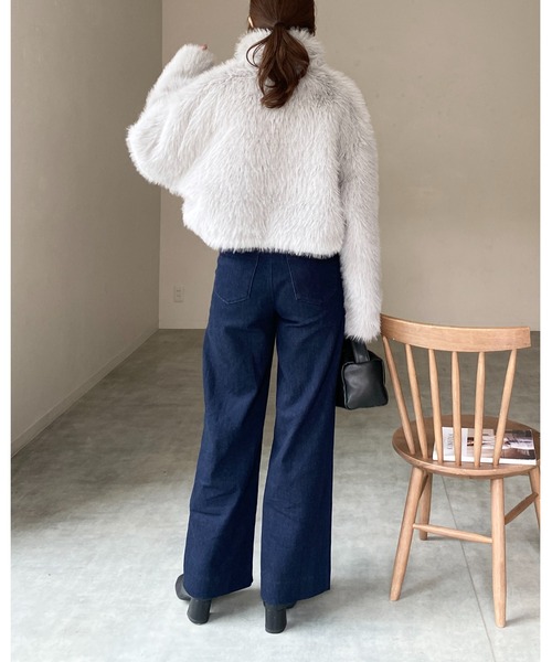 【セール】スタンドネックショート丈ダブルジップフェイクファージャケットコート（ブルゾン）｜She's Closet（シーズクローゼット）