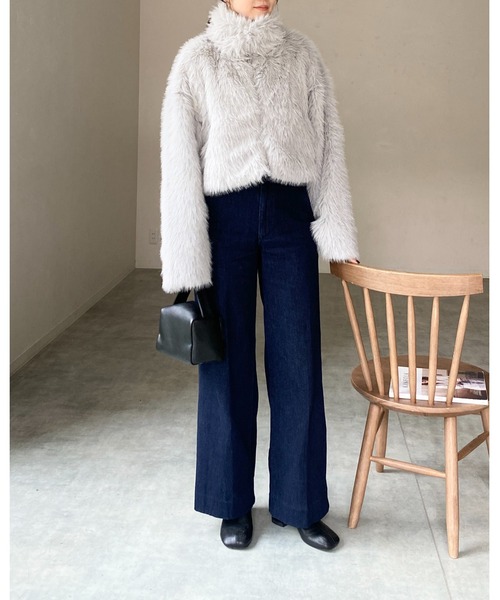 【セール】スタンドネックショート丈ダブルジップフェイクファージャケットコート（ブルゾン）｜She's Closet（シーズクローゼット）