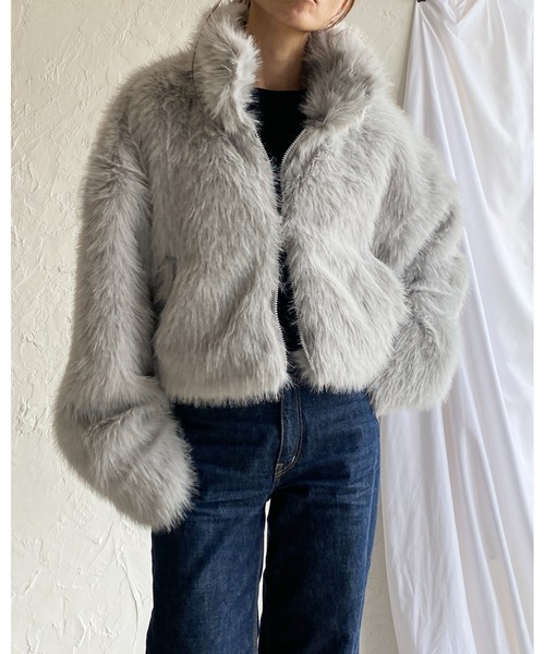 【セール】スタンドネックショート丈ダブルジップフェイクファージャケットコート（ブルゾン）｜She's Closet（シーズクローゼット）