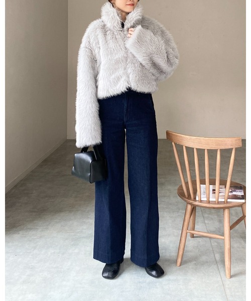 【セール】スタンドネックショート丈ダブルジップフェイクファージャケットコート（ブルゾン）｜She's Closet（シーズクローゼット）