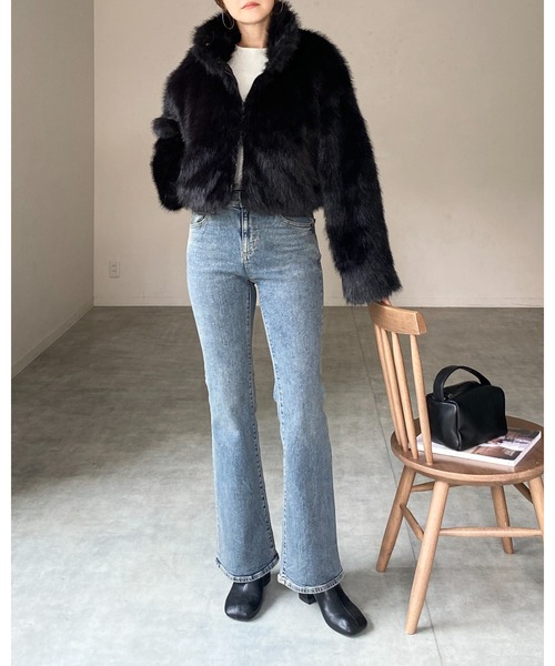 【セール】スタンドネックショート丈ダブルジップフェイクファージャケットコート（ブルゾン）｜She's Closet（シーズクローゼット）