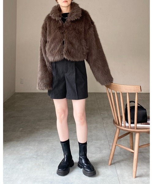 【セール】スタンドネックショート丈ダブルジップフェイクファージャケットコート（ブルゾン）｜She's Closet（シーズクローゼット）