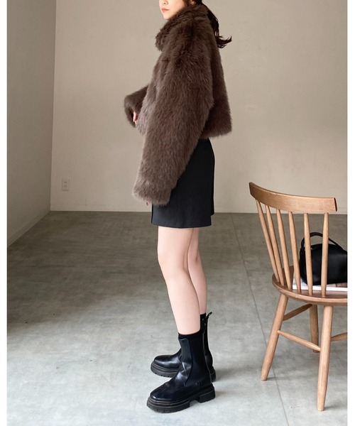 【セール】スタンドネックショート丈ダブルジップフェイクファージャケットコート（ブルゾン）｜She's Closet（シーズクローゼット）