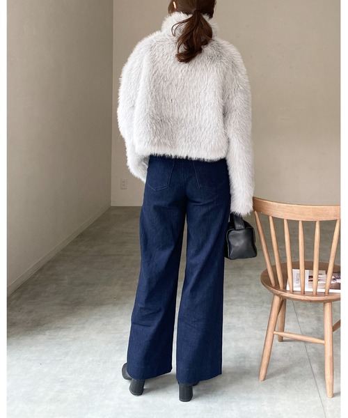 【セール】スタンドネックショート丈ダブルジップフェイクファージャケットコート（ブルゾン）｜She's Closet（シーズクローゼット）