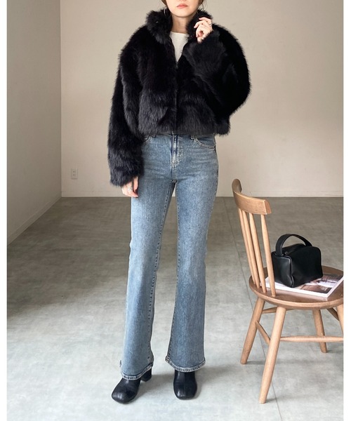 【セール】スタンドネックショート丈ダブルジップフェイクファージャケットコート（ブルゾン）｜She's Closet（シーズクローゼット）