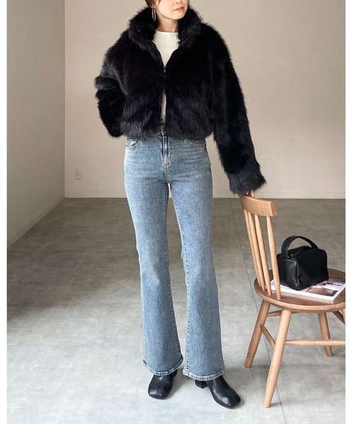 【セール】スタンドネックショート丈ダブルジップフェイクファージャケットコート（ブルゾン）｜She's Closet（シーズクローゼット）