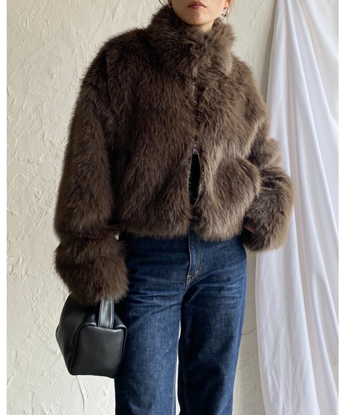 【セール】スタンドネックショート丈ダブルジップフェイクファージャケットコート（ブルゾン）｜She's Closet（シーズクローゼット）