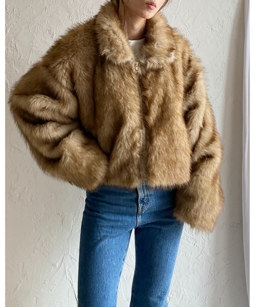 【セール】スタンドネックショート丈ダブルジップフェイクファージャケットコート（ブルゾン）｜She's Closet（シーズクローゼット）