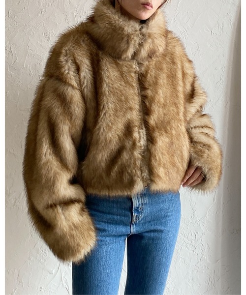 【セール】スタンドネックショート丈ダブルジップフェイクファージャケットコート（ブルゾン）｜She's Closet（シーズクローゼット）