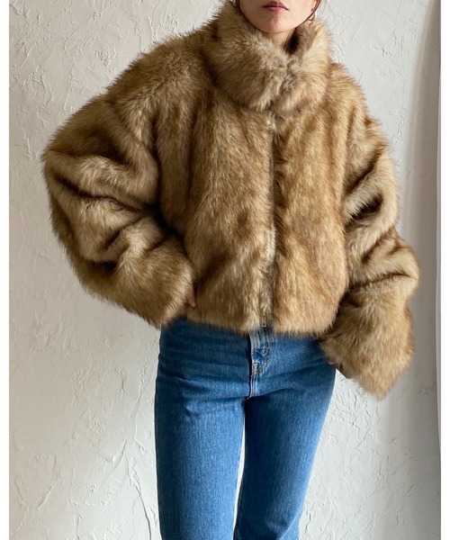 【セール】スタンドネックショート丈ダブルジップフェイクファージャケットコート（ブルゾン）｜She's Closet（シーズクローゼット）