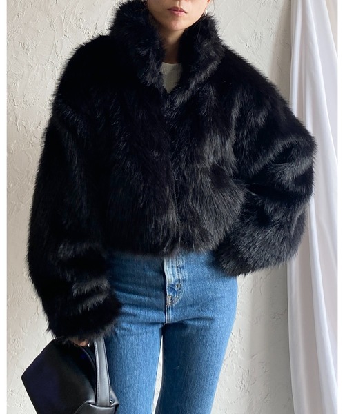 【セール】スタンドネックショート丈ダブルジップフェイクファージャケットコート（ブルゾン）｜She's Closet（シーズクローゼット）