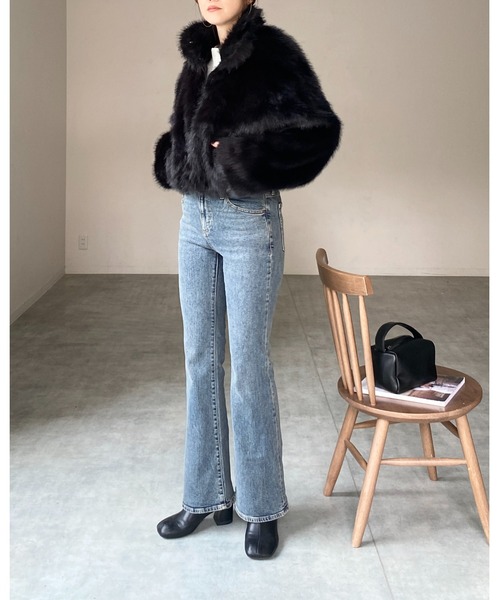 【セール】スタンドネックショート丈ダブルジップフェイクファージャケットコート（ブルゾン）｜She's Closet（シーズクローゼット）