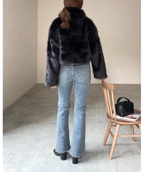 【セール】スタンドネックショート丈ダブルジップフェイクファージャケットコート（ブルゾン）｜She's Closet（シーズクローゼット）