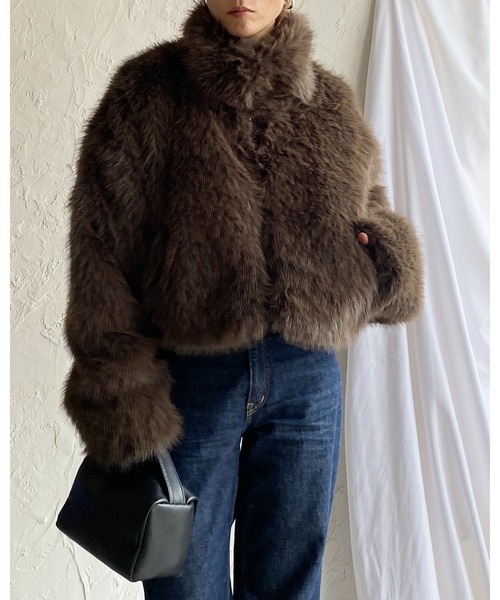 【セール】スタンドネックショート丈ダブルジップフェイクファージャケットコート（ブルゾン）｜She's Closet（シーズクローゼット）