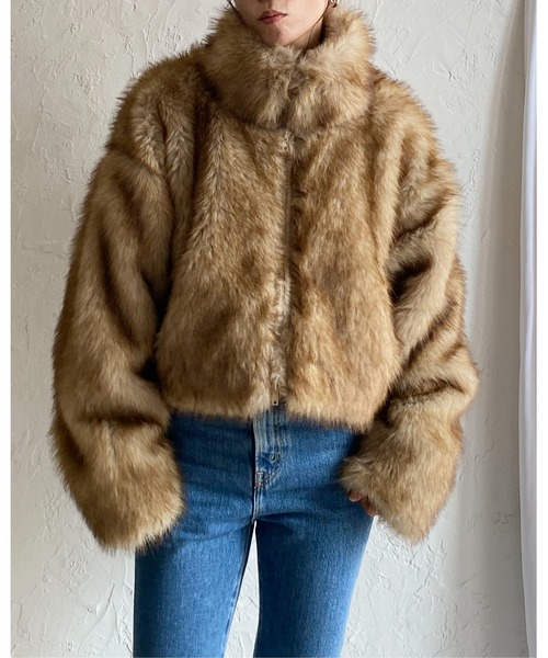 【セール】スタンドネックショート丈ダブルジップフェイクファージャケットコート（ブルゾン）｜She's Closet（シーズクローゼット）