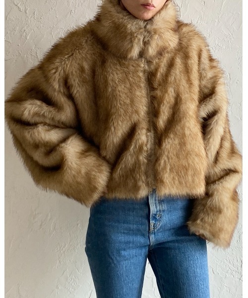 【セール】スタンドネックショート丈ダブルジップフェイクファージャケットコート（ブルゾン）｜She's Closet（シーズクローゼット）