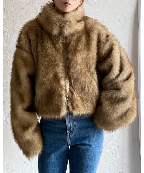 【セール】スタンドネックショート丈ダブルジップフェイクファージャケットコート（ブルゾン）｜She's Closet（シーズクローゼット）