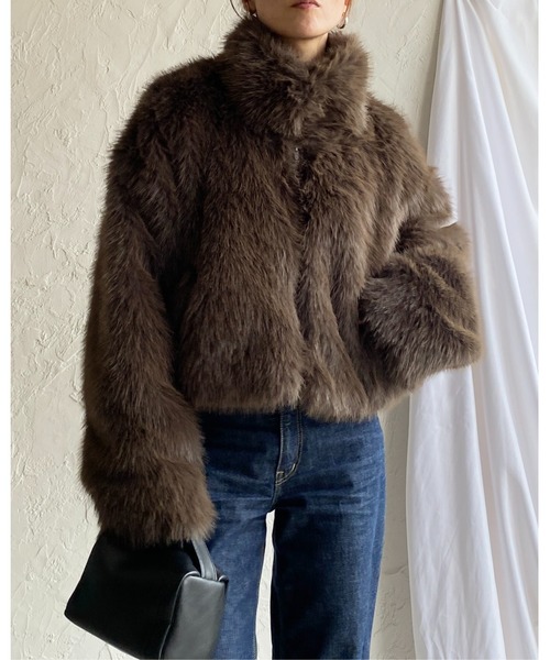 【セール】スタンドネックショート丈ダブルジップフェイクファージャケットコート（ブルゾン）｜She's Closet（シーズクローゼット）