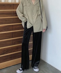 IRADOWL | ベロア素材ブラックカラーロングパンツ(その他パンツ)