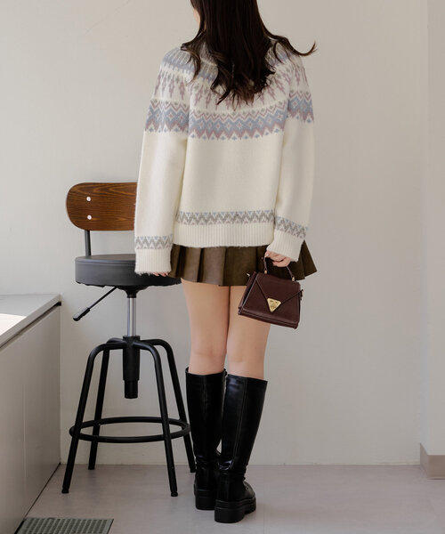 Another Branch olive des olive（アナザーブランチオリーブデオリーブ）の「球心ジャガードプルオーバー（ニット/セーター・レディース・グレー/ピンク/ミント・FREE）」の11枚目の写真