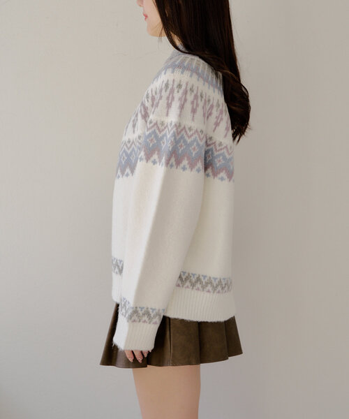 Another Branch olive des olive（アナザーブランチオリーブデオリーブ）の「球心ジャガードプルオーバー（ニット/セーター・レディース・グレー/ピンク/ミント・FREE）」の13枚目の写真