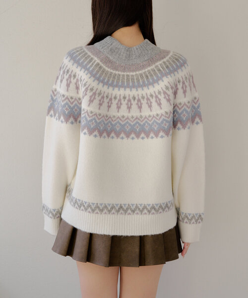 Another Branch olive des olive（アナザーブランチオリーブデオリーブ）の「球心ジャガードプルオーバー（ニット/セーター・レディース・グレー/ピンク/ミント・FREE）」の14枚目の写真