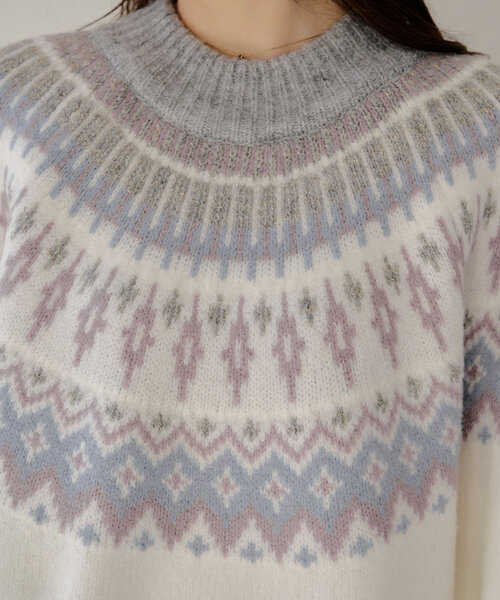 Another Branch olive des olive（アナザーブランチオリーブデオリーブ）の「球心ジャガードプルオーバー（ニット/セーター・レディース・グレー/ピンク/ミント・FREE）」の15枚目の写真