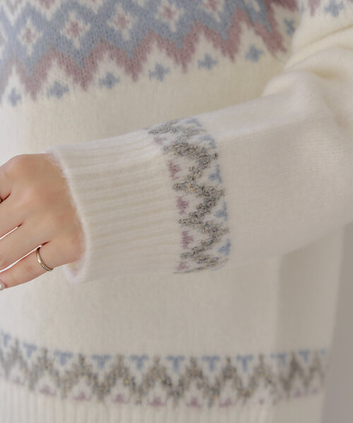 Another Branch olive des olive（アナザーブランチオリーブデオリーブ）の「球心ジャガードプルオーバー（ニット/セーター・レディース・グレー/ピンク/ミント・FREE）」の17枚目の写真