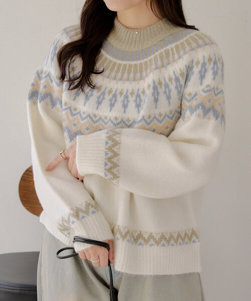 Another Branch olive des olive（アナザーブランチオリーブデオリーブ）の「球心ジャガードプルオーバー（ニット/セーター・レディース・グレー/ピンク/ミント・FREE）」の19枚目の写真