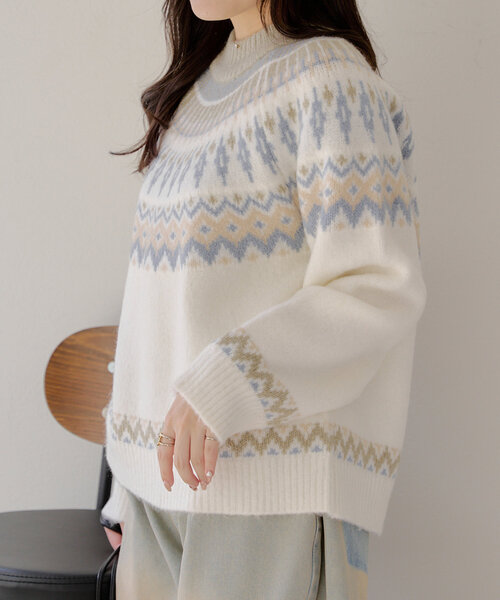 Another Branch olive des olive（アナザーブランチオリーブデオリーブ）の「球心ジャガードプルオーバー（ニット/セーター・レディース・グレー/ピンク/ミント・FREE）」の21枚目の写真