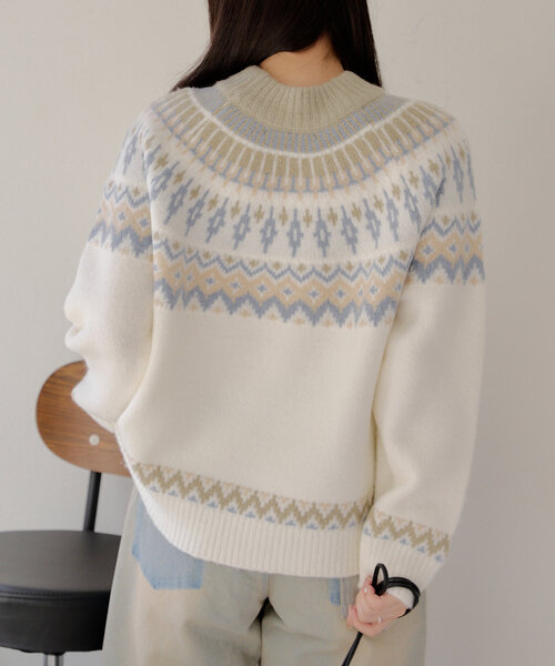 Another Branch olive des olive（アナザーブランチオリーブデオリーブ）の「球心ジャガードプルオーバー（ニット/セーター・レディース・グレー/ピンク/ミント・FREE）」の22枚目の写真