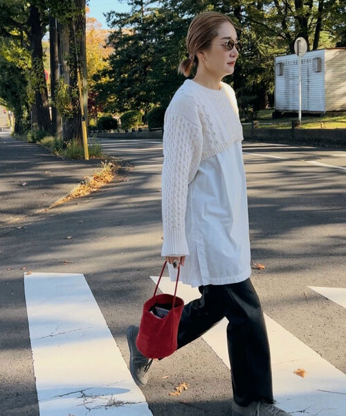 SHENERY（シーナリー）の「【リバイバルアイテム】ショートケーブルニット（ニット/セーター・レディース・オフホワイト/ネイビー・FREE）」の4枚目の写真