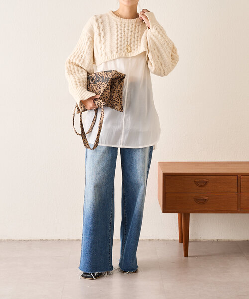 SHENERY（シーナリー）の「【リバイバルアイテム】ショートケーブルニット（ニット/セーター・レディース・オフホワイト/ネイビー・FREE）」の7枚目の写真