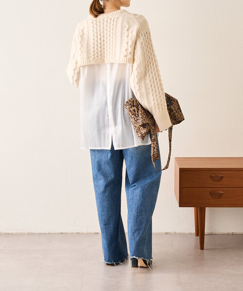 SHENERY（シーナリー）の「【リバイバルアイテム】ショートケーブルニット（ニット/セーター・レディース・オフホワイト/ネイビー・FREE）」の11枚目の写真