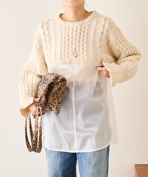 SHENERY（シーナリー）の「【リバイバルアイテム】ショートケーブルニット（ニット/セーター・レディース・オフホワイト/ネイビー・FREE）」の12枚目の写真