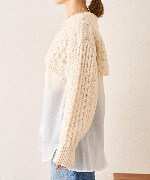 SHENERY（シーナリー）の「【リバイバルアイテム】ショートケーブルニット（ニット/セーター・レディース・オフホワイト/ネイビー・FREE）」の18枚目の写真