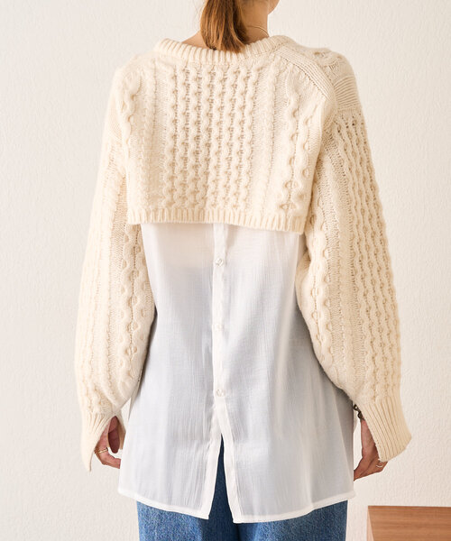 SHENERY（シーナリー）の「【リバイバルアイテム】ショートケーブルニット（ニット/セーター・レディース・オフホワイト/ネイビー・FREE）」の19枚目の写真