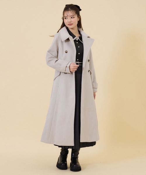 REDYAZEL（レディアゼル）の「ウールライクダブルロングコート（ステンカラーコート・レディース・オフホワイト/サックスブルー/ネイビー・SMALL/MEDIUM）」の8枚目の写真