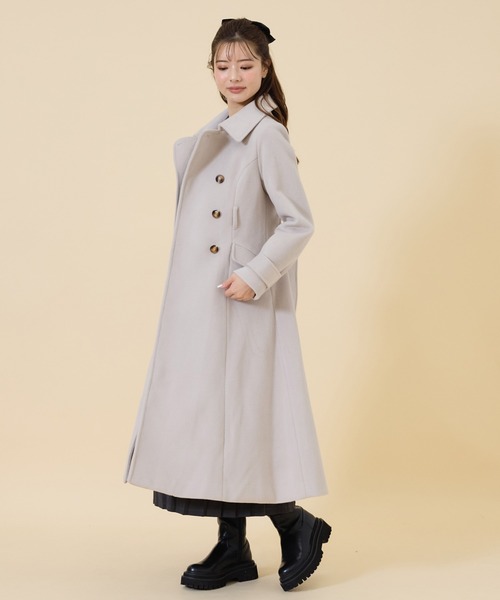 REDYAZEL（レディアゼル）の「ウールライクダブルロングコート（ステンカラーコート・レディース・オフホワイト/サックスブルー/ネイビー・SMALL/MEDIUM）」の9枚目の写真