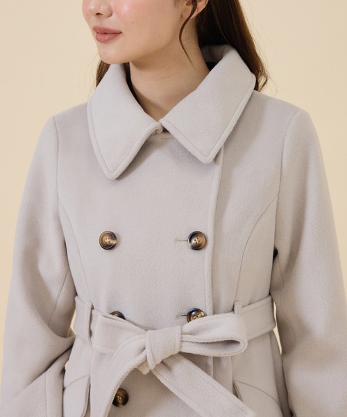 REDYAZEL（レディアゼル）の「ウールライクダブルロングコート（ステンカラーコート・レディース・オフホワイト/サックスブルー/ネイビー・SMALL/MEDIUM）」の12枚目の写真