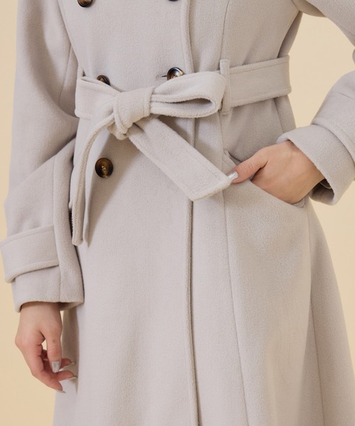 REDYAZEL（レディアゼル）の「ウールライクダブルロングコート（ステンカラーコート・レディース・オフホワイト/サックスブルー/ネイビー・SMALL/MEDIUM）」の13枚目の写真