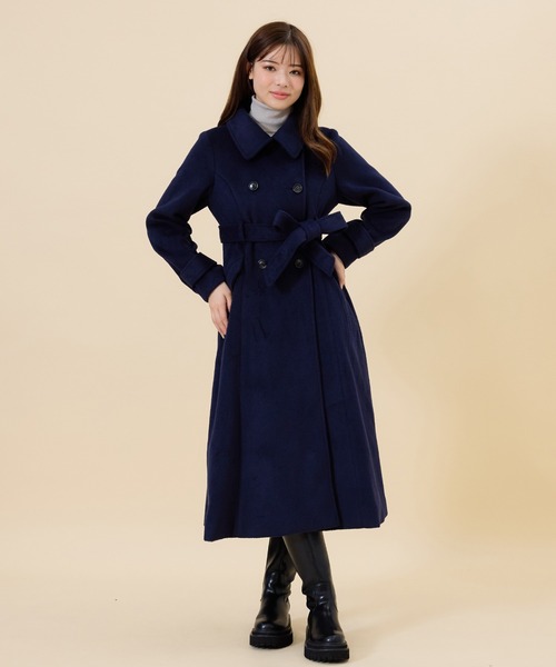 REDYAZEL（レディアゼル）の「ウールライクダブルロングコート（ステンカラーコート・レディース・オフホワイト/サックスブルー/ネイビー・SMALL/MEDIUM）」の14枚目の写真