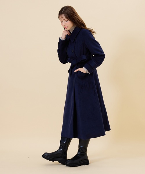 REDYAZEL（レディアゼル）の「ウールライクダブルロングコート（ステンカラーコート・レディース・オフホワイト/サックスブルー/ネイビー・SMALL/MEDIUM）」の15枚目の写真