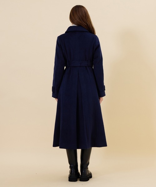 REDYAZEL（レディアゼル）の「ウールライクダブルロングコート（ステンカラーコート・レディース・オフホワイト/サックスブルー/ネイビー・SMALL/MEDIUM）」の16枚目の写真